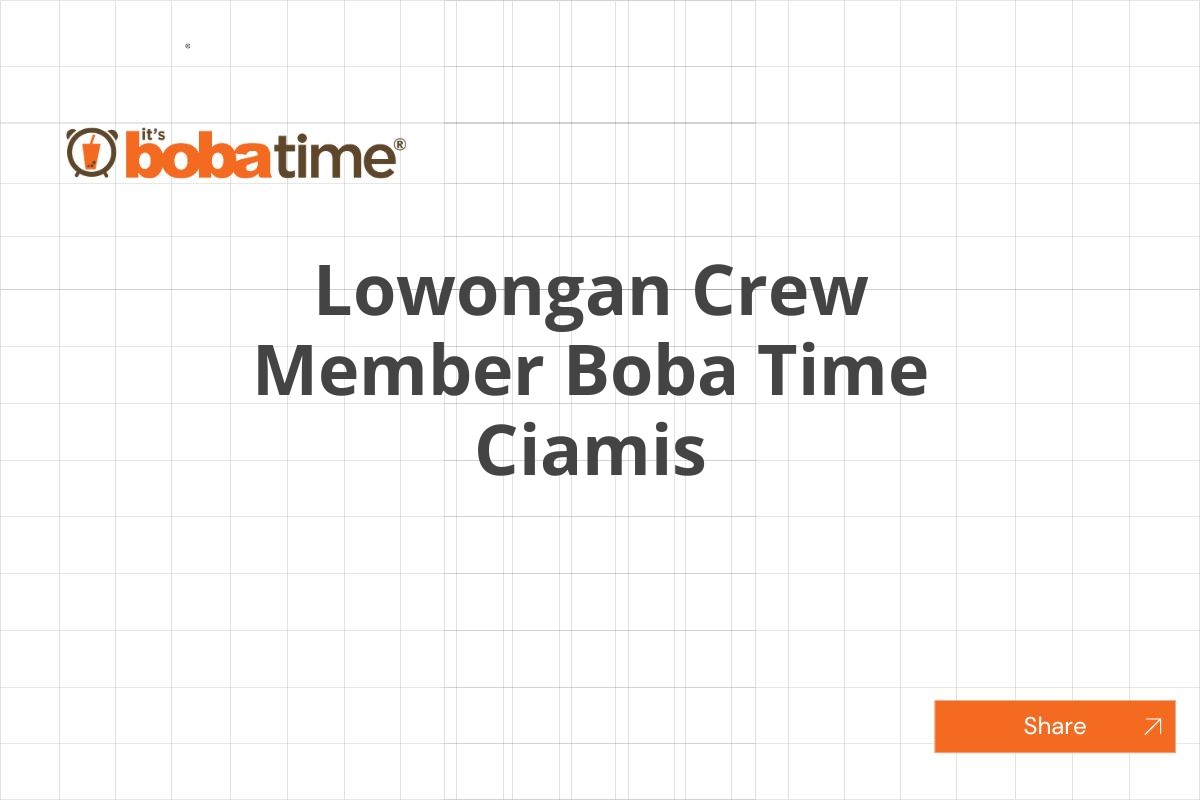 Lowongan Crew Member Boba Time Ciamis