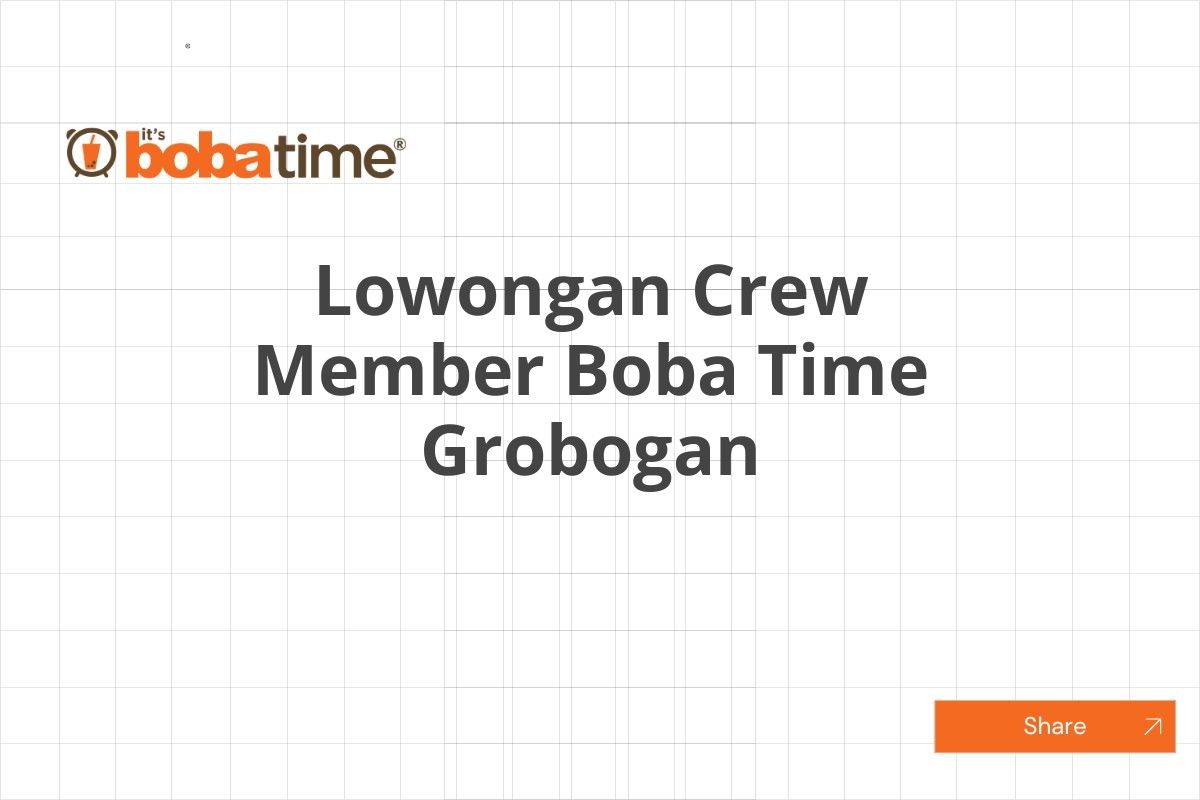 Lowongan Crew Member Boba Time Grobogan