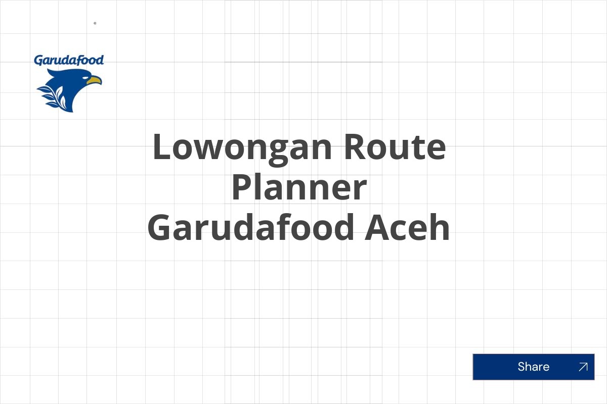 Lowongan Route Planner Garudafood Aceh